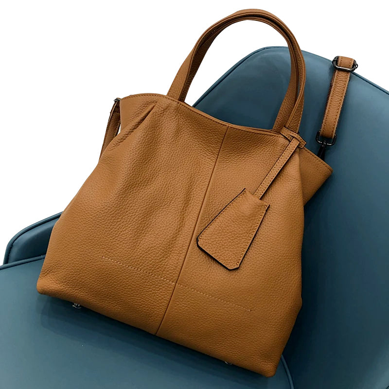 Genuine Leather Wide Open Tote