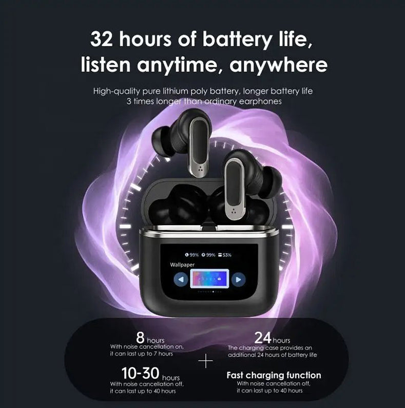 Wireless Earphone ANC Earbuds IPX4 LED Display Touch Screen