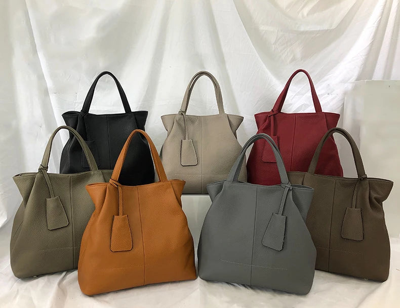 Genuine Leather Wide Open Tote