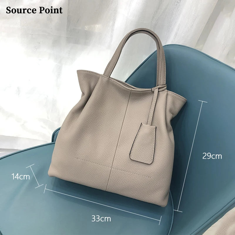 Genuine Leather Wide Open Tote