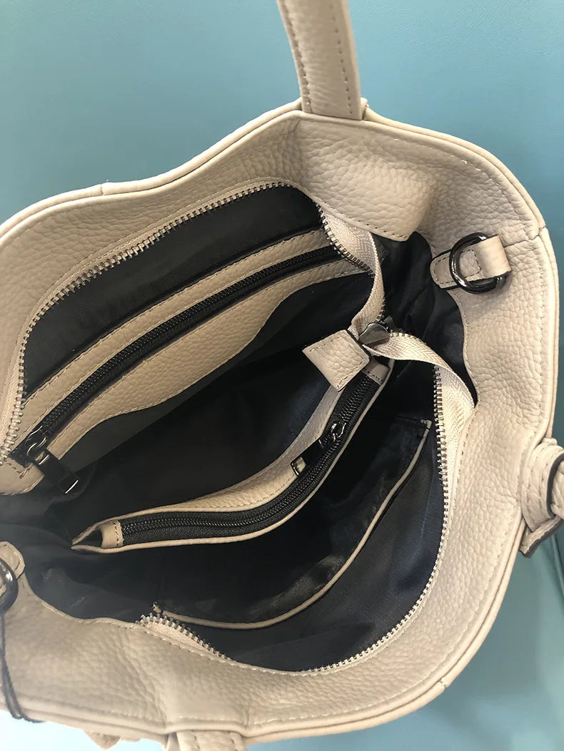 Genuine Leather Wide Open Tote